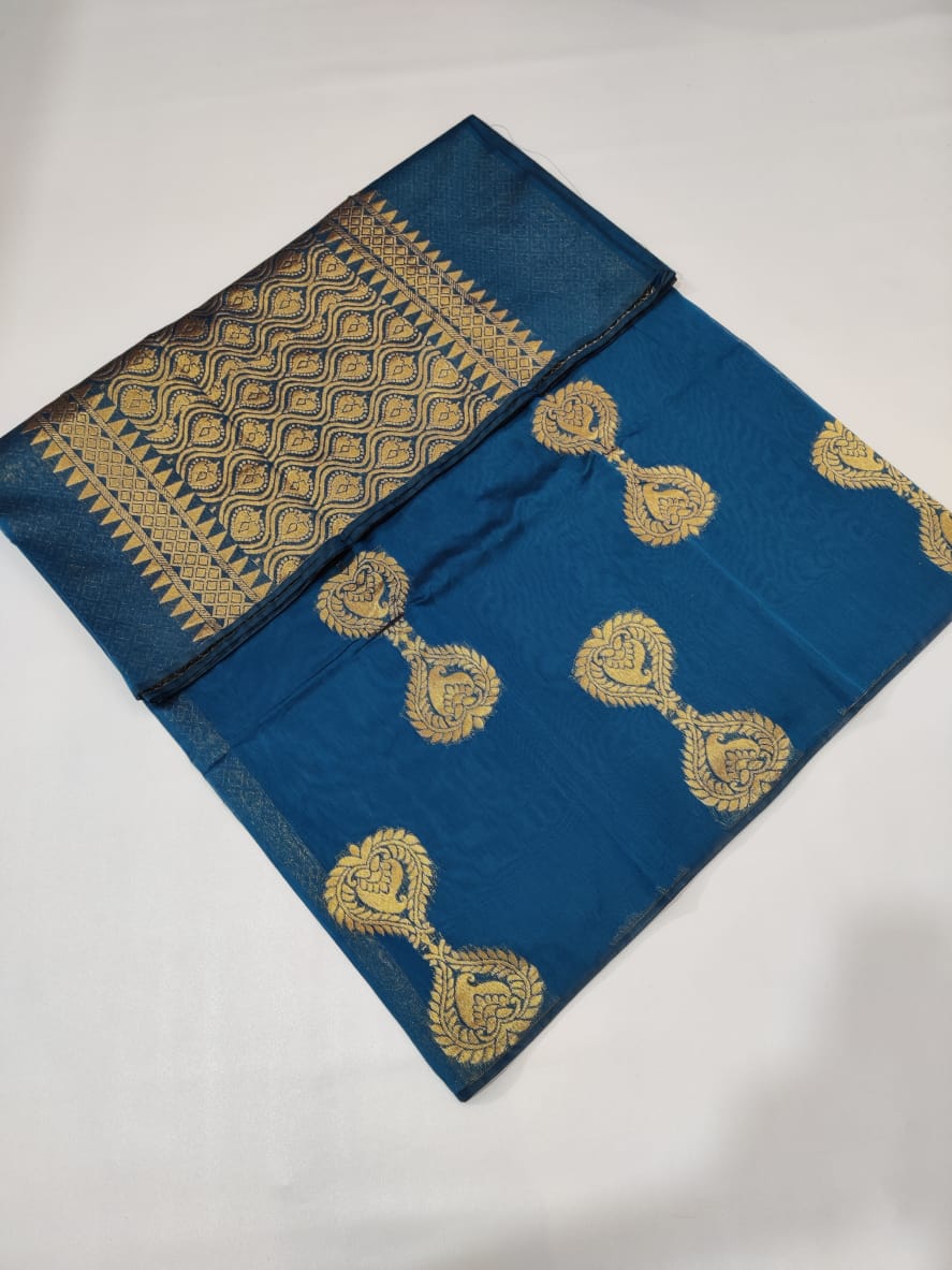 Border less Rich Silk Cotton Saree