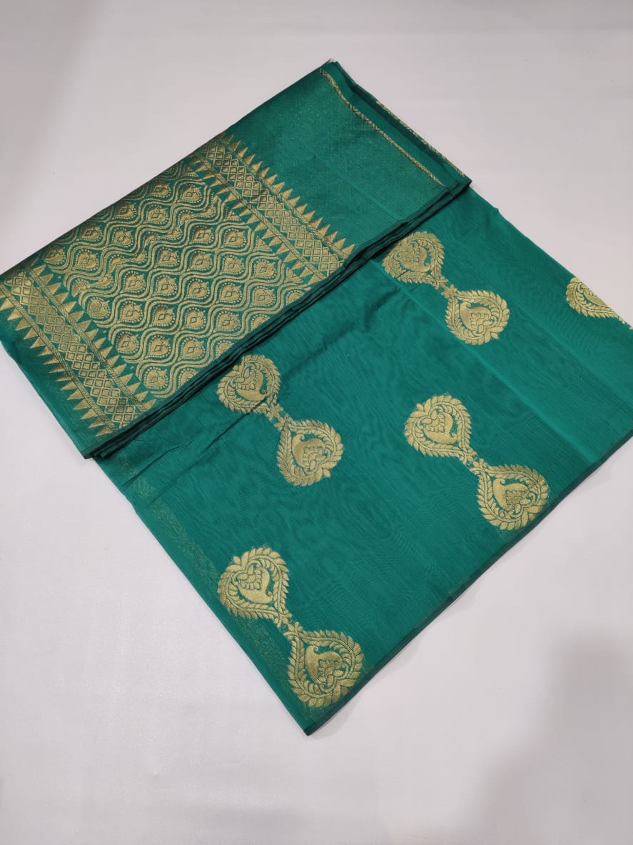 Border less Rich Silk Cotton Saree