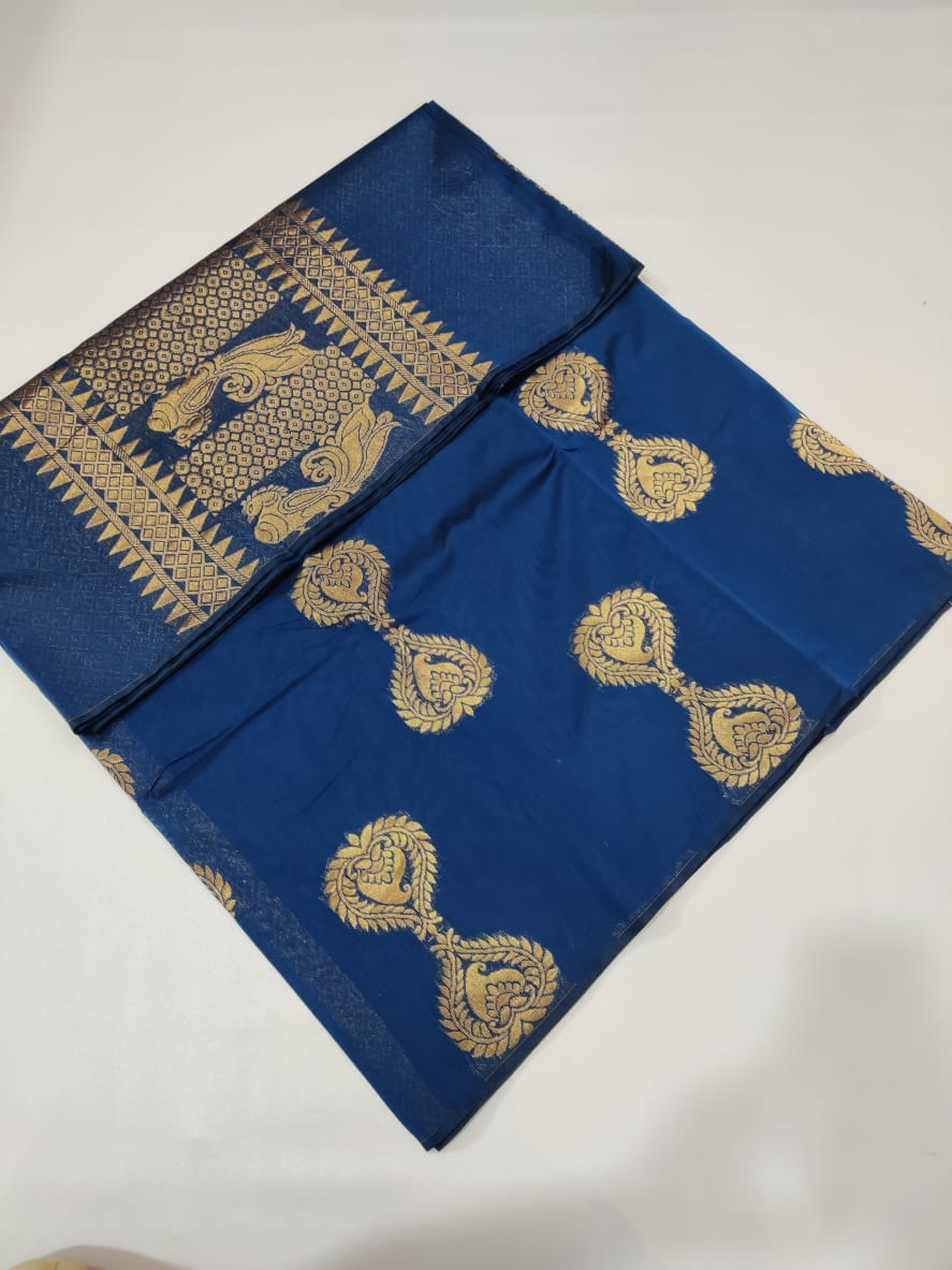 Border less Rich Silk Cotton Saree