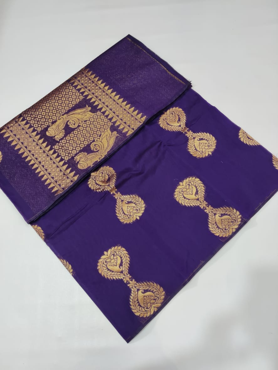 Border less Rich Silk Cotton Saree